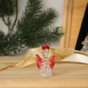 "Ange en cristal fait à la main avec des ailes d'or scintillantes-Ornement de Noël" - Product Image 1