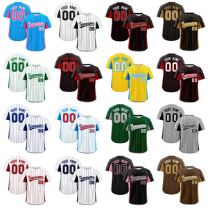 Maillot de baseball personnalisé noir et rouge à rayures, uniforme d'équipe, nom et numéro personnalisés, chemise de sport à boutons - Product Image 2