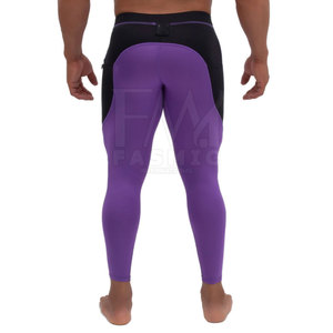 Leggings de sport et yoga personnalisés pour hommes, taille haute, grandes tailles, en Spandex/Polyester tricoté, sans couture, avec taille élastique et logo personnalisé - Product Image 2