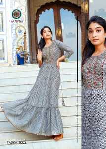 Meilleure qualité Design moderne Shibori rayonne impression avec broderie robe de travail indien exportateur et fournisseur - Product Image 4