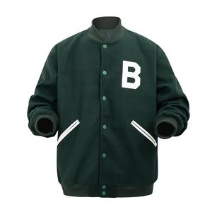Veste universitaire de couleur unie de qualité supérieure pour hommes, uniforme de baseball ample à la mode, veste bombardier en toile imperméable et coupe-vent, veste décontractée - Product Image 2