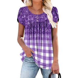 Casual Active Top <b>Ladies</b> <b>Blouse</b> and Shirts Women Long Sleeve for Women Plain <b>Summer</b> Crop Top Cotton Dyed Crew Neck 100% Cotton - Product Image 5