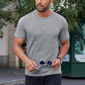 Camisetas ligeras para hombre, camisetas de algodón con cuello redondo, ajuste Regular, camisetas sólidas con logotipo personalizado Unisex - Product Image 2