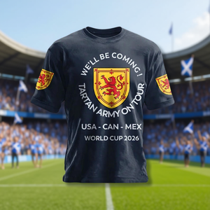 Maglietta Promozionale per Tifosi della Scozia per la Coppa del Mondo 2026, Stile Stemma Leone, per Viaggi in USA, Canada, Messico - Product Image 3