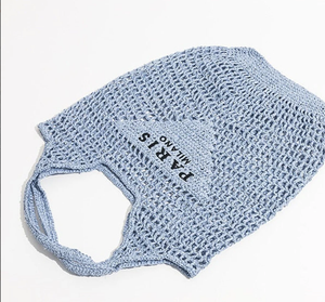 Sacs en paille élégants bleu ciel faits à la main, sacs à main en paille personnalisés pour femmes, produits en gros - Product Image 2