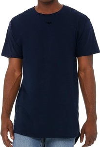 Camiseta de manga corta ajustada informal con personalidad a la moda para hombre, camiseta peinada 100% para hombre, cuerpo más largo de BD - Product Image 5