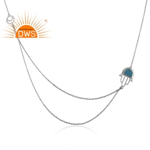 Collar con colgante de piedras preciosas de Calcedonia azul Natural de ley, joyería personalizada para mujer, regalo para ella - Product Image 3