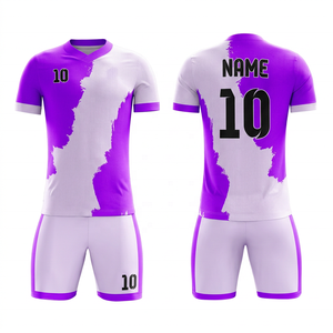 Conjunto de Camiseta de Fútbol para Hombre, Blanca y Amarilla, con Estampado Digital, Cuello en V, Manga Corta, Transpirable, de Secado Rápido, que Absorbe la Humedad, Uniformes de Poliéster - Product Image 2