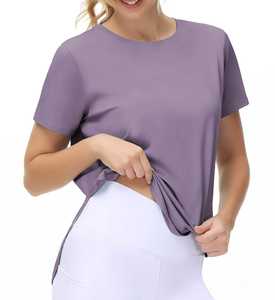 Moda verano Oversize Boxy Fit Full Cotton Camisetas de mujer Custom Casual manga corta Camisetas cuello redondo para mujeres - Product Image 4