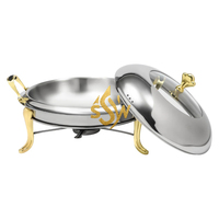 Plat à friture de luxe en acier inoxydable pour aliments usagés chauffe-plats au fini or PVD chauffe-plats pour restaurant 8L d'Inde