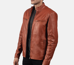 Último diseño cómodo 2022 alta calidad oveja Nappa Turn Down Collar hombres moda chaqueta de cuero con mangas completas - Product Image 2