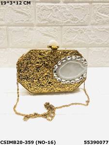 Radiant Opulent Beauty Handcrafted Brass Evening Clutch <b>Bag</b> Timeless Sophistication with MOP <b>Pearl</b> Wood Metal Crystal Stones - Product Image 2