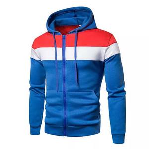 100% algodón polar con capucha para hombre contraste Color bloque cremallera ropa deportiva alta calidad logotipo personalizado bordado transpirable básicos - Product Image 2