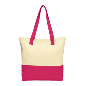 Daily Use Medium Cotton Polyester Tote <b>Bag</b> <b>Long</b> Handle Colorblock Letter Printing Pattern Zipper for Foods Advertising Gifts - Product Image 4