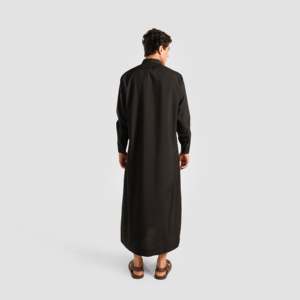 Dyniq Black <b>Thobe</b> with Long Sleeves Made From Cotton - Product Image 3