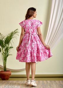 Vestido corto de algodón con bloque de mano indio personalizado, ropa de verano con estampado Floral para niñas, traje informal de regalo de boda para novia de ajuste moderno - Product Image 2