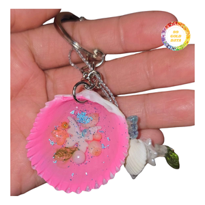 Porte-clés en coquillage inspiré de l'océan, fait à la main, coquillage naturel, souvenir, cadeau - Product Image 4