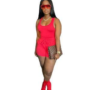 Ensemble 2 pièces pour femme : haut streetwear à manches trois quarts et short, respirant, en spandex/coton, éco-responsable, style survêtement - Product Image 4