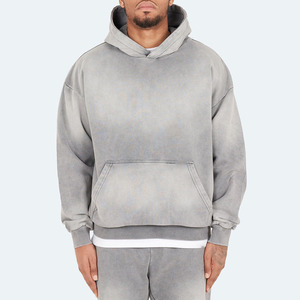 Fabricante de alta calidad Vintage Sun Faded Heavyweight Fleece Acid Wash Sudadera con capucha desgastada Hombres - Product Image 1