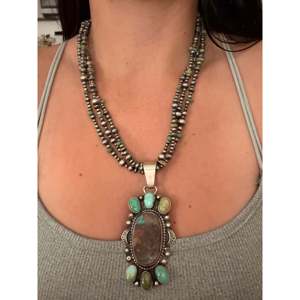Sheila Becenti Mixed Turquoise & Sterling Silver Pearl Necklace/pendant for Gift Occasions - Product Image 3