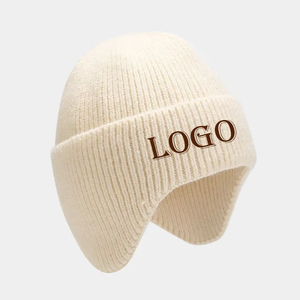 Chapeau d'hiver d'extérieur polyvalent pour protéger les oreilles Bonnet tricoté pour hommes et femmes résistant au froid Bonnets chauds de couleur unie Petit chapeau en laine - Product Image 1