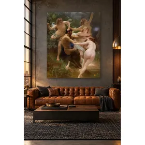 Impression sur toile Fida Bouguereau : Nymphes apportant un satyre au lac - Product Image 1