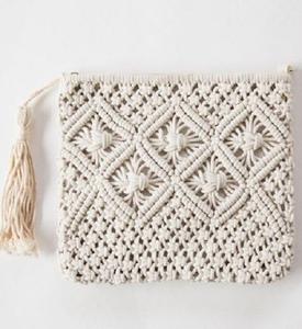 กระเป๋าผ้าฝ้ายลินินถักมือลายดอกไม้ ดีไซน์สั่งทำพิเศษ สีดำคลาสสิก สไตล์ธรรมชาติ สำหรับงานแต่งงาน - Product Image 6