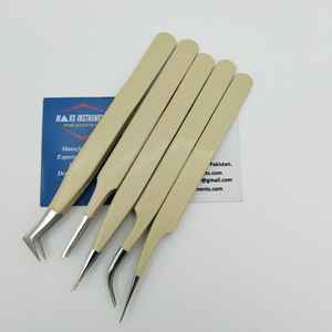 Pince à épiler d'extension de cils classique professionnelle durable en acier inoxydable courbé pointu droit Volume Fiber conseils cils - Product Image 2