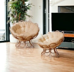 Fauteuil à bascule moderne d'extérieur pour enfants et tout-petits, en rotin tressé, mobilier bébé, pour parc et villa, écologique - Product Image 3