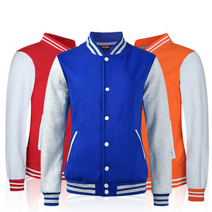 Custom Canvas Varsity Jacket Black Wool Stand Collar Striped Ribbed Cuffs Hem <b>Covered</b> <b>Button</b> Closure Unisex Letterman - Product Image 3