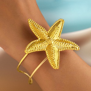 PRAO, pulsera de estrella chapada en oro hecha a mano para mujer, tamaño ajustable, latón antideslustre, joyería de moda, producto a granel - Product Image 1