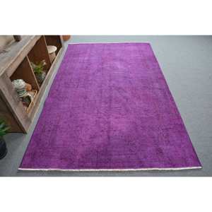 พรมตุรกีสไตล์วินเทจสีม่วง4.9x8ft แบบคลาสสิกขนแกะรูปสี่เหลี่ยมผืนผ้าพร้อมแผ่นรองยางสำหรับห้องนั่งเล่นหรือโถงทางเดิน - Product Image 3