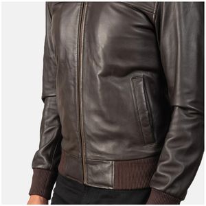 Veste pour hommes vestes pour hommes manches en cuir de vachette véritable Letterman Varsity Jacket pour hommes col montant saison d'hiver - Product Image 5