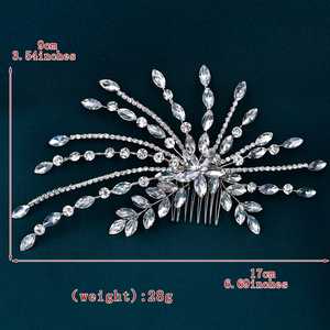 Peineta para el Cabello Bridella BHP557-S con Pedrería Plateada, Hecha a Mano, Cómoda, Ajuste Seguro, Decoración de Cabello Elegante para Novias y Damas de Honor - Product Image 2