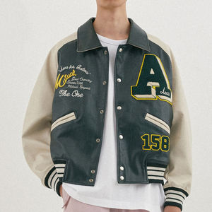 Personalizado de lujo Vintage Letterman Varsity chaqueta de alta calidad genuino parche bordado piel de becerro personalizado parche de alta calidad - Product Image 1