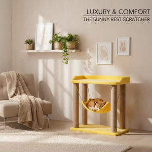 ที่นอนแมวคุณภาพสูง Amistar Sunny Bunny พร้อมที่ลับเล็บแบบเปลญวนสำหรับแมวทุกขนาด - Product Image 5