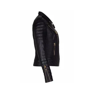 Venta al por mayor de ropa de diseñador de moda Casual chaqueta recortada Patchwork Pu chaquetas de cuero para las mujeres - Product Image 6