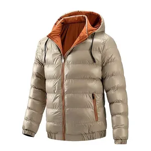Chaqueta de Invierno para Hombre, Estilo Burbuja, con Capucha, Color Sólido, de Lona, Transpirable, Venta al Por Mayor 2025 - Product Image 3