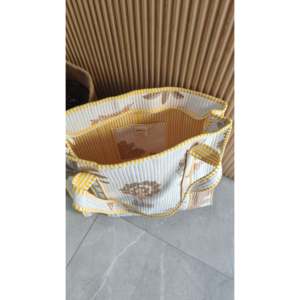 Women's Fashion <b>Bag</b> Cream Palm <b>Tote</b> Zipper Reusable Polyester Lining Solid Color for All Seasons-Summer Autumn Winter Spring - Product Image 1