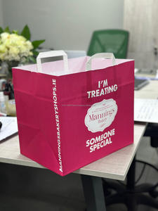 Vente en gros de sacs d'épicerie en papier kraft brun imprimé de logo personnalisé avec poignée plate pour l'emballage et l'emballage des aliments - Product Image 6