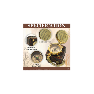 Boussole en laiton antique faite à la main avec étui en cuir Faites confiance au Seigneur pour les activités de plein air comme le pointeur d'affichage à cadran de randonnée - Product Image 3