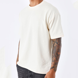Camiseta en blanco ajustada de algodón 100% personalizada en stock de alta calidad, camiseta pesada de gran tamaño con hombros caídos para hombre - Product Image 5