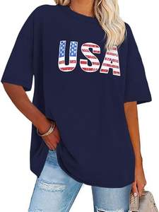 Camisetas de algodón de gran tamaño para mujer, camisetas de estilo de calle con estampado personalizado OEM con DTF o serigrafía - Product Image 4