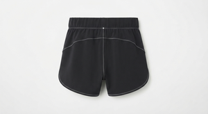 <b>Black</b> High Waist Knitted Running Shorts with Drawstring and Four-Way Stretch Elastic Waist Front Logo for Men's Gym Training - Product Image 6