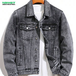 <b>Mens</b> Black Acid Wash Denim Jacket Slim Fit Jean <b>Coat</b> Casual Vintage <b>Grey</b> Outerwear Fashion Male Streetwear Top Clothing - Product Image 1