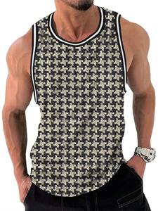 Gilet sans manches à col rond confortable et respirant pour hommes, décontracté, décontracté, avec impression graphique simple et ample - Product Image 6