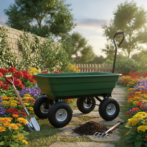 OEM/ODM Heavy-Duty Poly Garden Dump Cart (Metal Plastic Rubber) Patented Dumping Mechanism for Hauling Mulch Soil GARPYC000 - Product Image 3