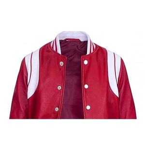 Chaqueta Universitaria de Lana Personalizada para Hombre con Mangas de Cuero, Diseño de Parches, Cuello Alto, Resistente al Viento e Impermeable, Venta al por Mayor - Product Image 4