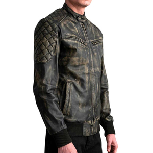 Veste en cuir chaude de style moto pour hommes, véritable bombardier chauffant, mode, logo personnalisé, fourniture d'usine en gros OEM - Product Image 3