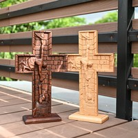Jésus sauvant les perdus, mur en croix en bois fait à la main, sculpture chrétienne en relief 3D pour la décoration murale de la maison et de l'église